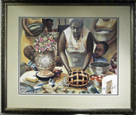 framed mama's table print by john holyfield